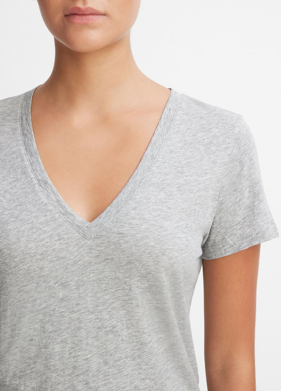 VINCE Special Offer - Essential Pima Cotton V-Neck T-Shirt in Short Sleeve