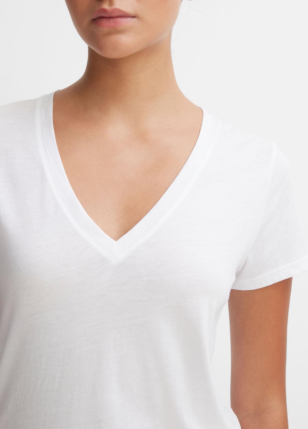 VINCE Essential - Essential Pima Cotton V-Neck T-Shirt in Short Sleeve