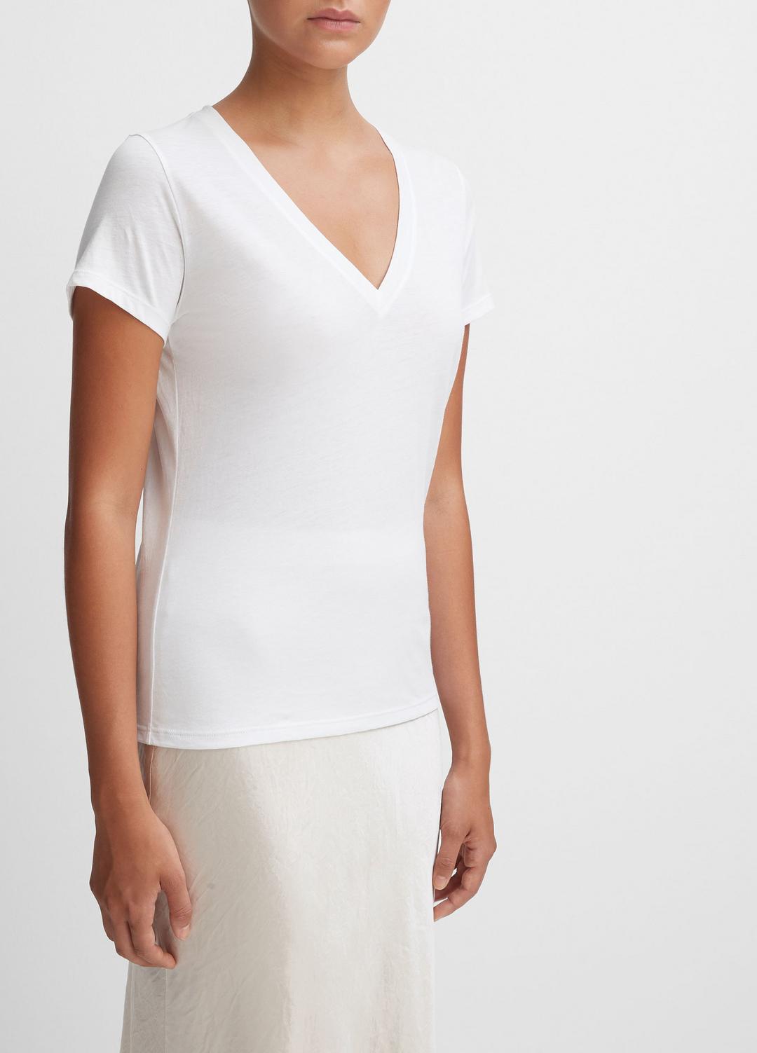 VINCE Essential - Essential Pima Cotton V-Neck T-Shirt in Short Sleeve