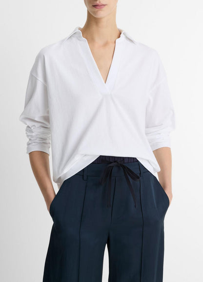 VINCE Best Price - Easy Pima Cotton Long-Sleeve Polo Shirt in Long Sleeve