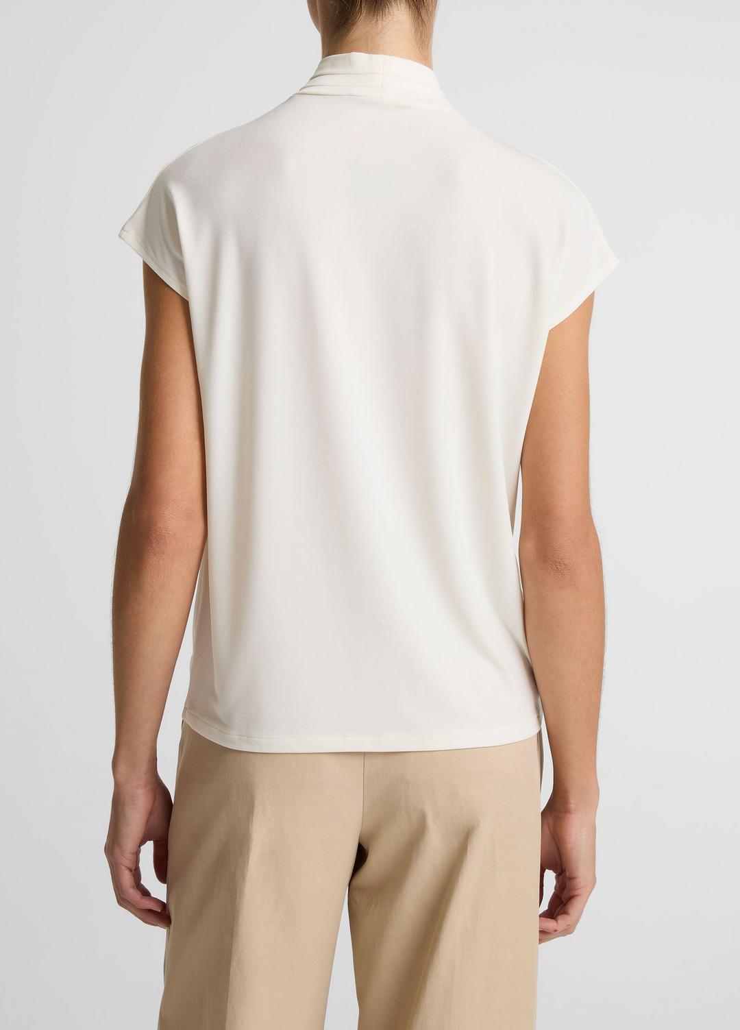 VINCE Featured - Twist-Neck Matte Jersey Cap-Sleeve Top  in Short Sleeve