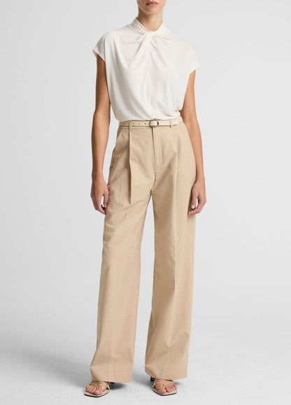 VINCE Featured - Twist-Neck Matte Jersey Cap-Sleeve Top  in Short Sleeve