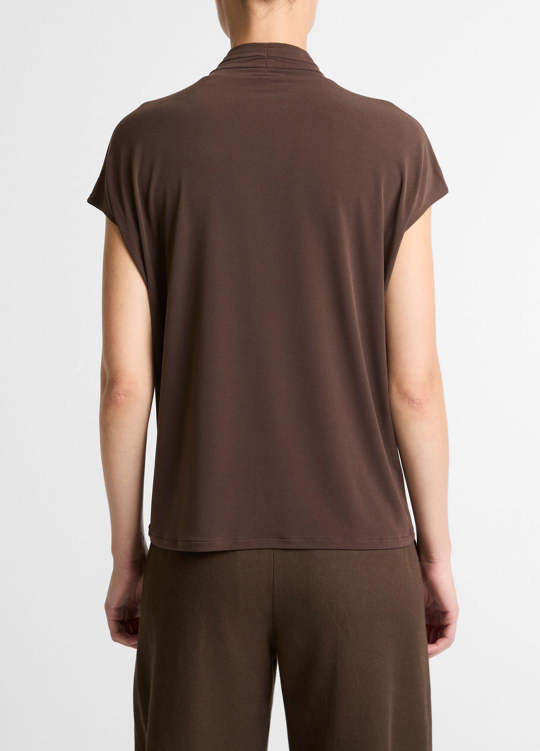 VINCE Top Pick - Twist-Neck Matte Jersey Cap-Sleeve Top  in Short Sleeve