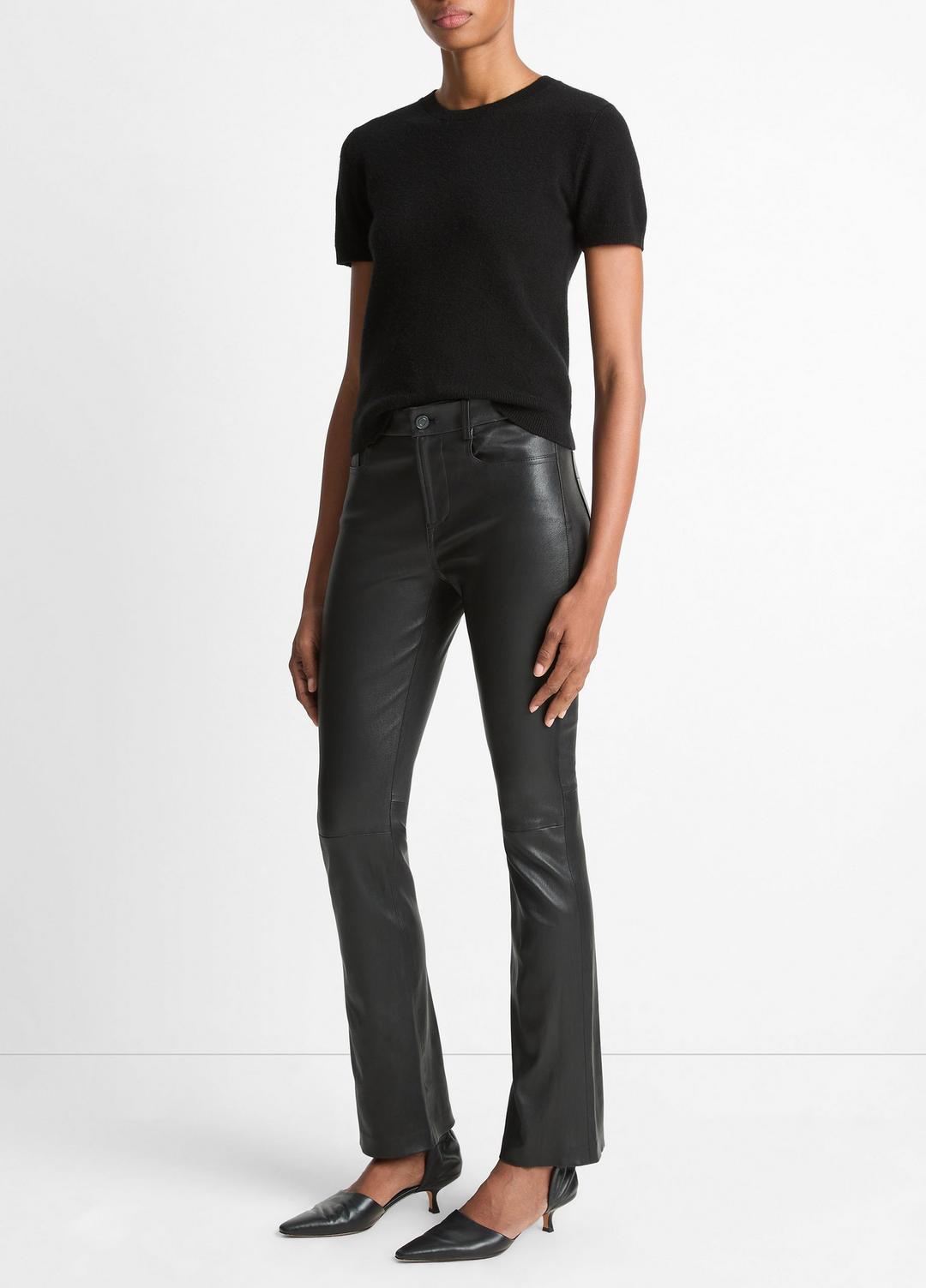 VINCE Signature - Stretch Leather Boot-Cut Pant in Trousers