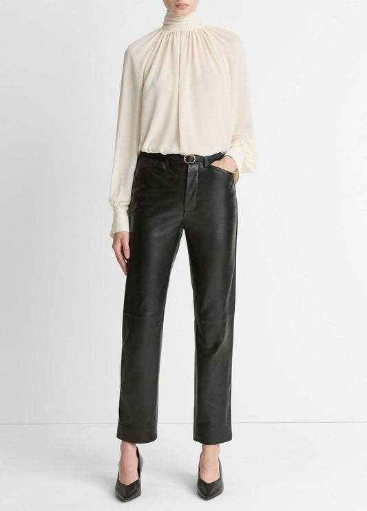 VINCE Trending - Leather Straight-Leg Trouser in Trousers