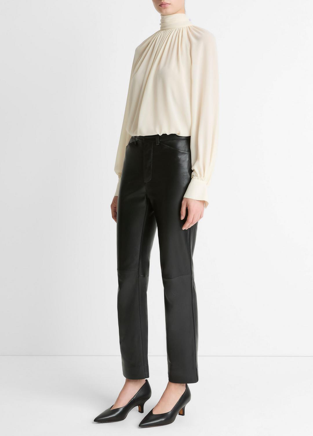 VINCE Trending - Leather Straight-Leg Trouser in Trousers