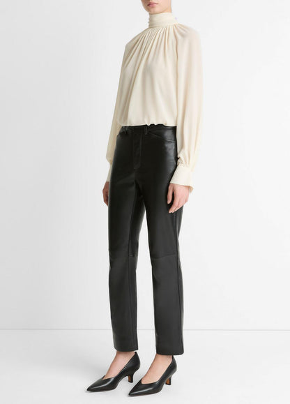VINCE Trending - Leather Straight-Leg Trouser in Trousers