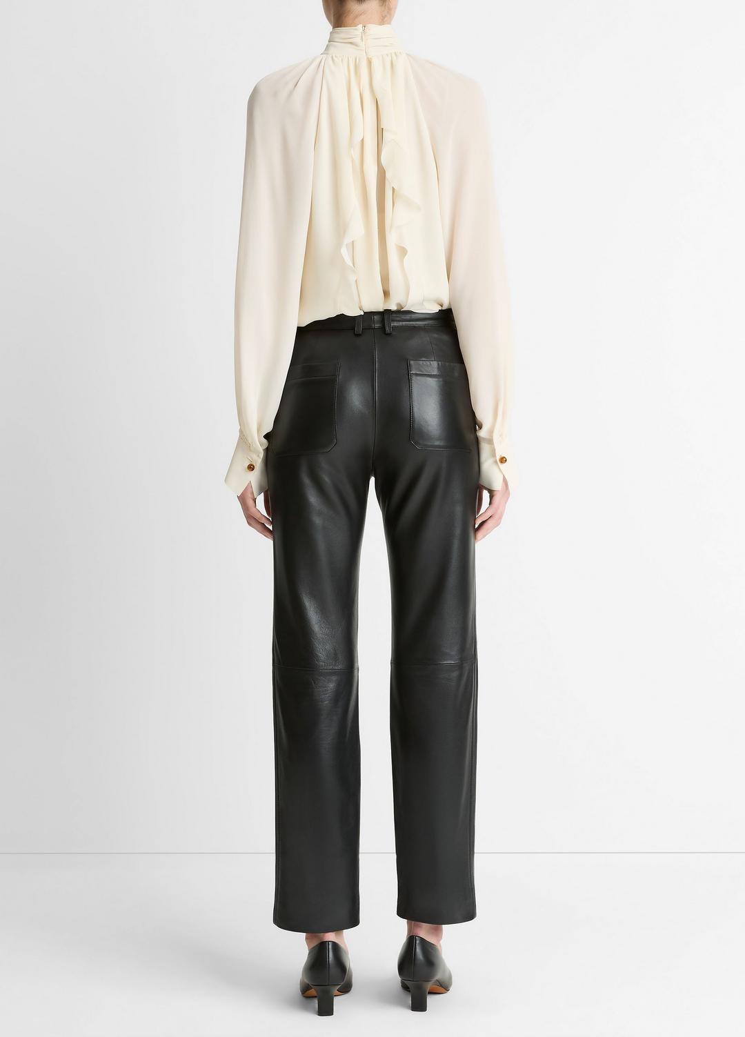 VINCE Trending - Leather Straight-Leg Trouser in Trousers