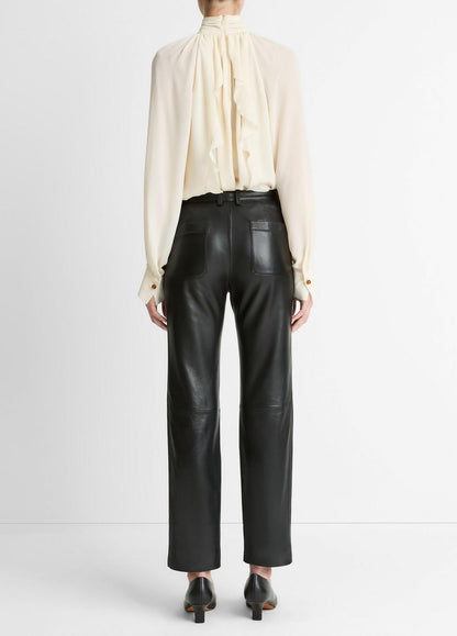 VINCE Trending - Leather Straight-Leg Trouser in Trousers