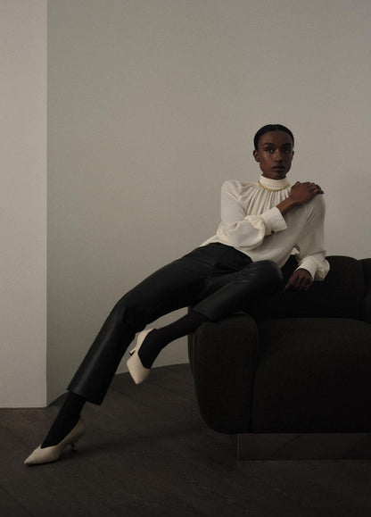 VINCE Trending - Leather Straight-Leg Trouser in Trousers