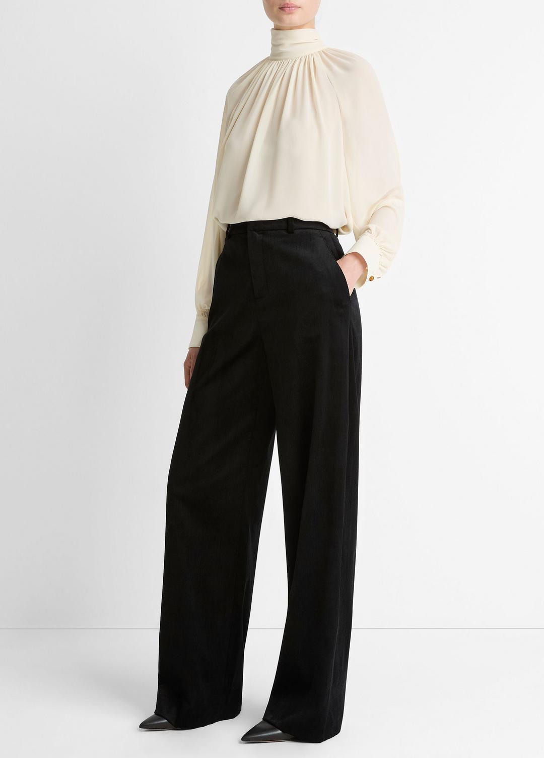 VINCE Recommended - Italian Velvet High-Waist Wide-Leg Trouser in Wide Leg