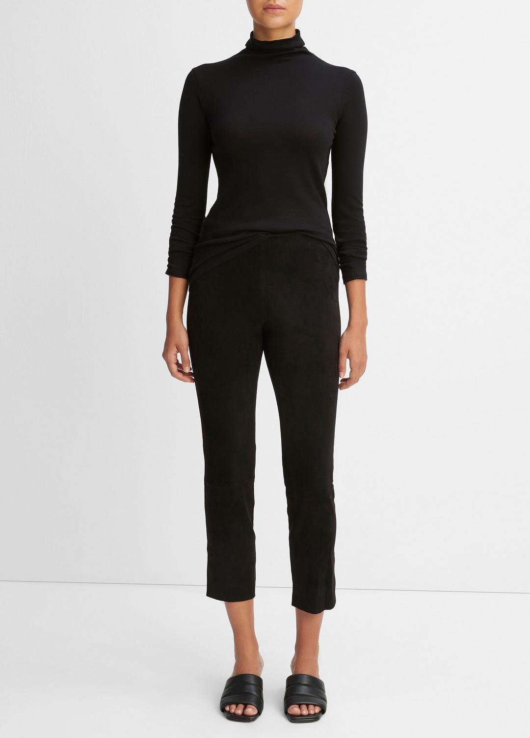 VINCE Quality - Stretch Suede Split Hem Crop Legging in Leggings