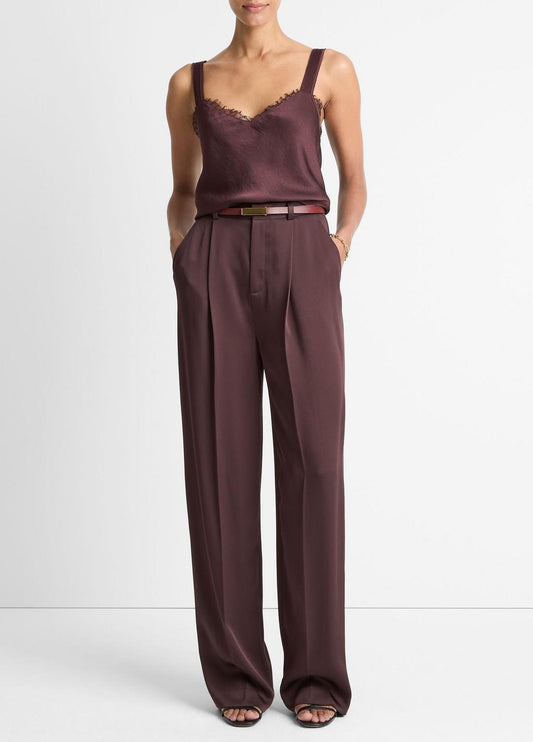 VINCE Smart Buy - Satin Pleated Wide-Leg Trouser in Trousers