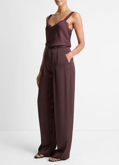 VINCE Smart Buy - Satin Pleated Wide-Leg Trouser in Trousers