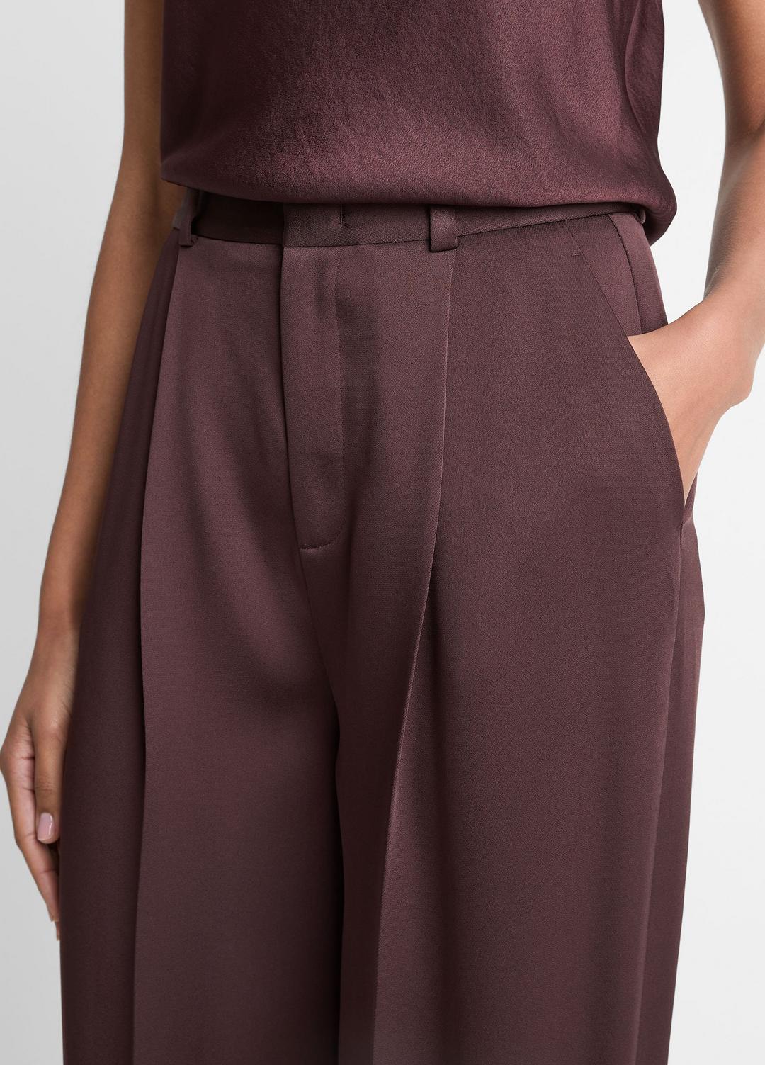 VINCE Smart Buy - Satin Pleated Wide-Leg Trouser in Trousers