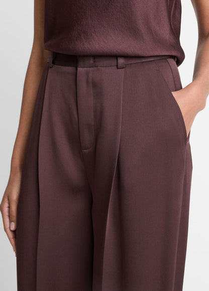 VINCE Smart Buy - Satin Pleated Wide-Leg Trouser in Trousers