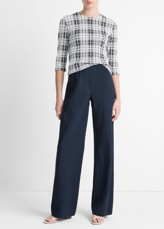 VINCE Essential - Cotton-Blend High-Waist Bias Pant in Wide Leg