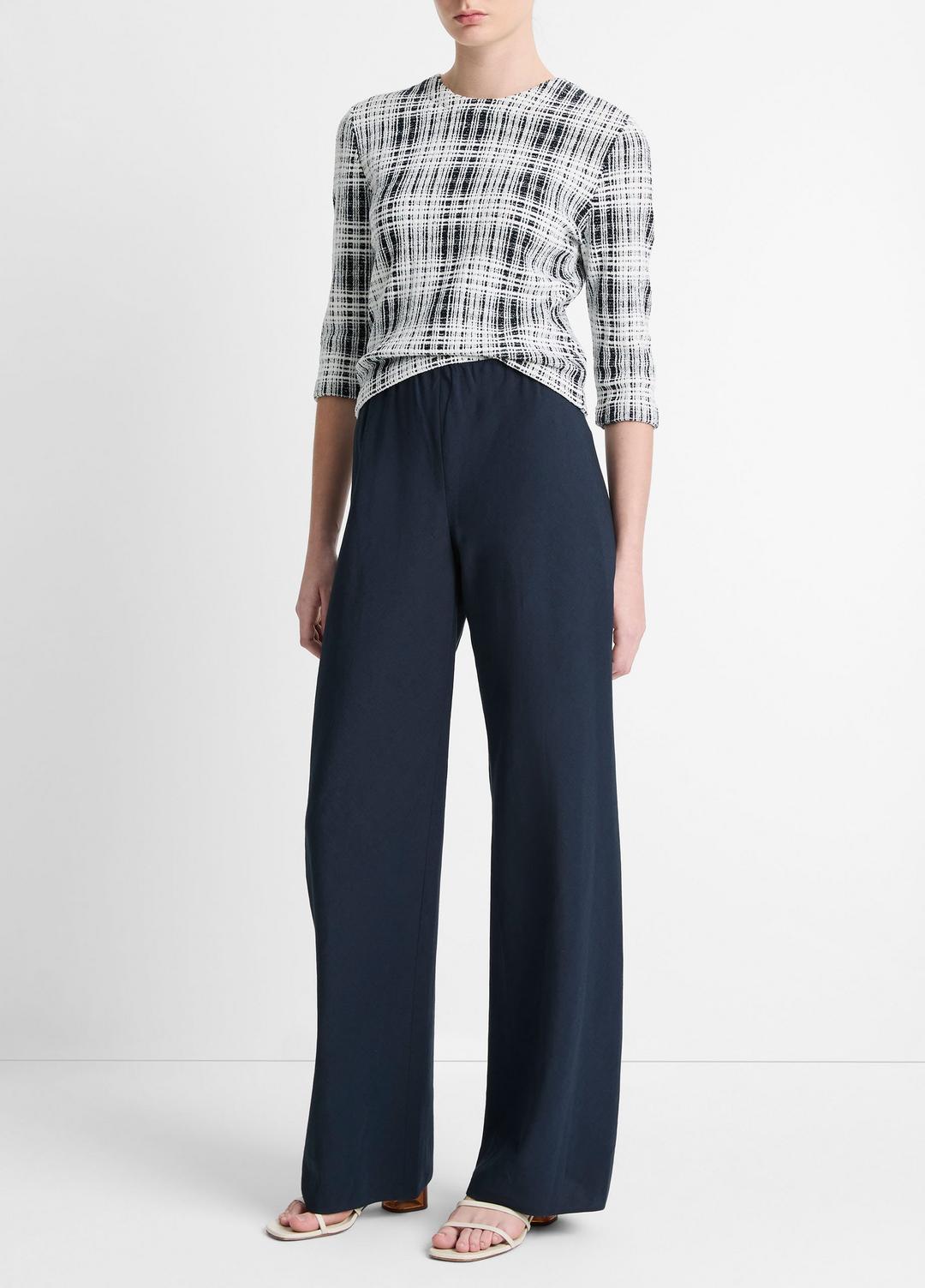 VINCE Essential - Cotton-Blend High-Waist Bias Pant in Wide Leg