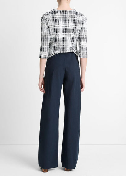VINCE Essential - Cotton-Blend High-Waist Bias Pant in Wide Leg
