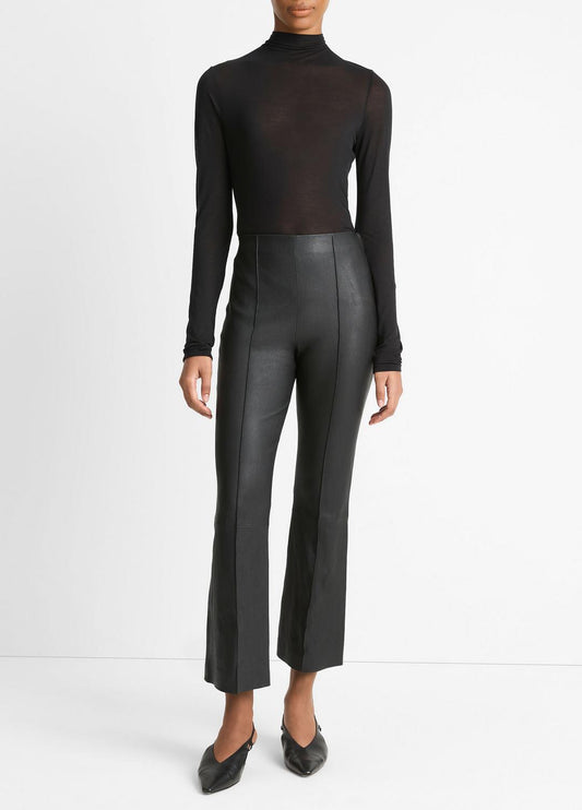 VINCE Hot Sale - Stretch-Leather Crop Flare Pant in Trousers