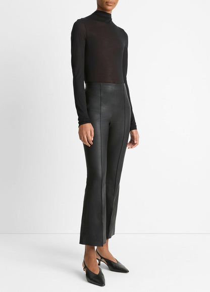 VINCE Hot Sale - Stretch-Leather Crop Flare Pant in Trousers