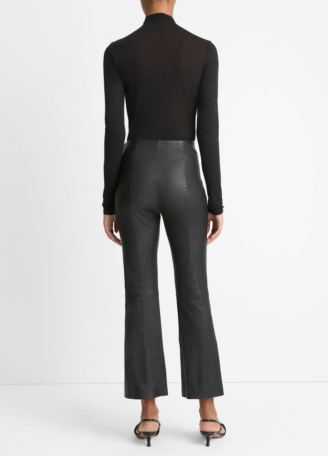 VINCE Hot Sale - Stretch-Leather Crop Flare Pant in Trousers