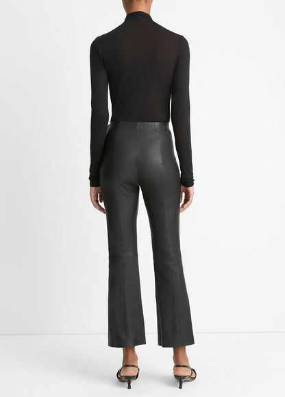 VINCE Hot Sale - Stretch-Leather Crop Flare Pant in Trousers