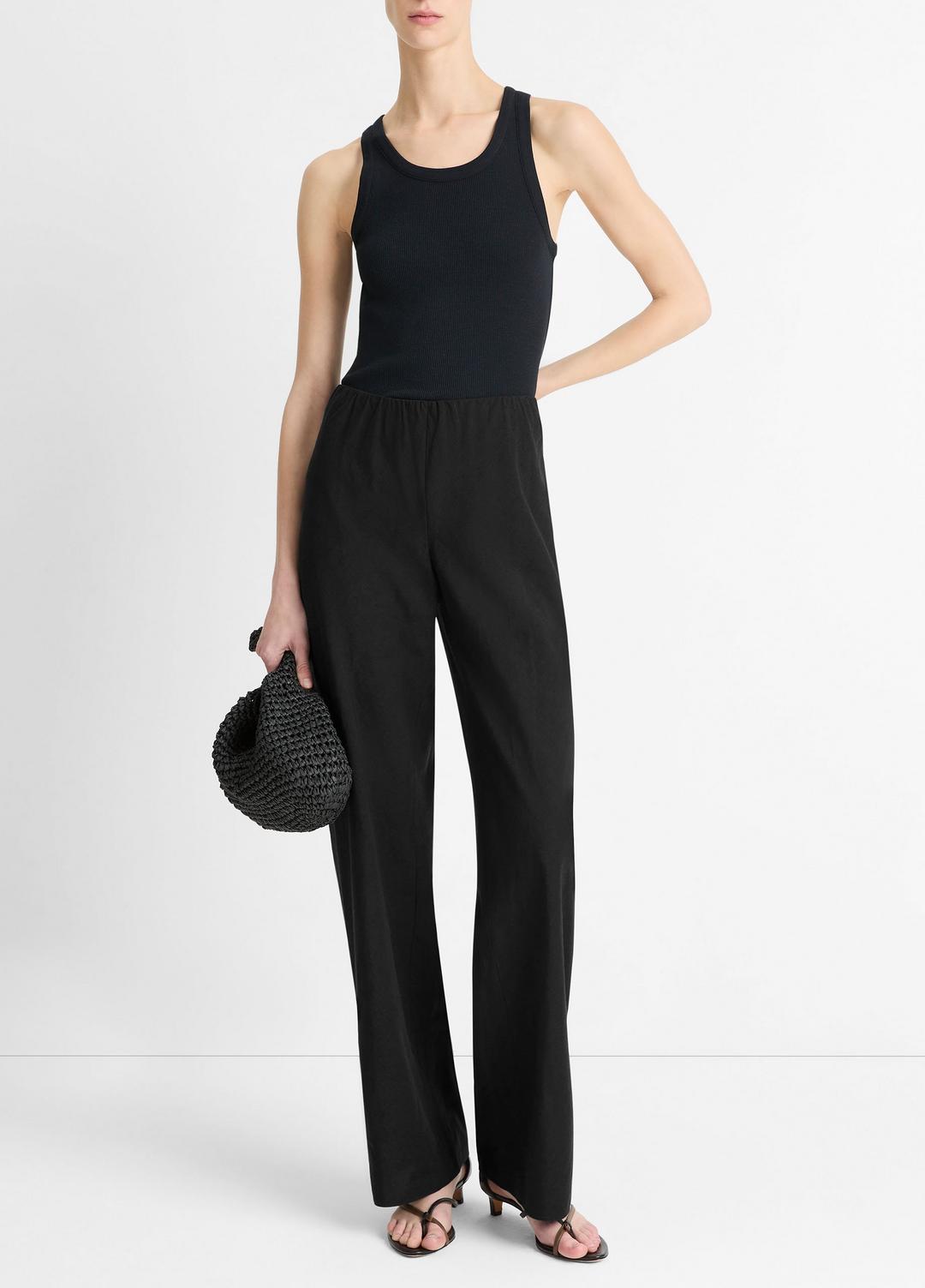 VINCE Top Pick - Cotton-Blend High-Waist Bias Pant in Trousers