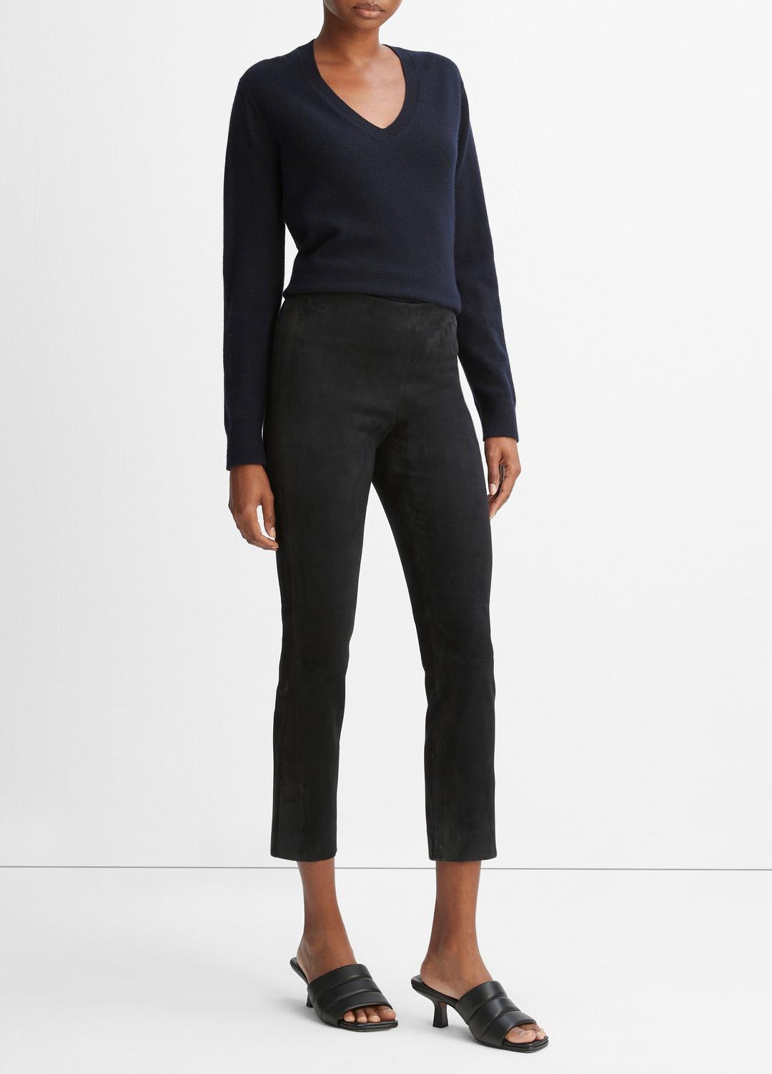 VINCE Special Offer - Stretch Suede Split Hem Crop Legging in Leggings