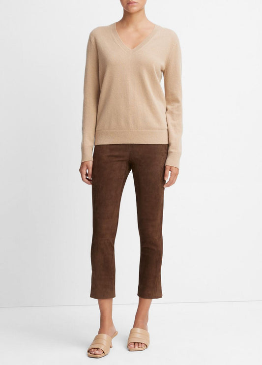 VINCE Quality - Stretch Suede Split Hem Crop Legging in Leggings