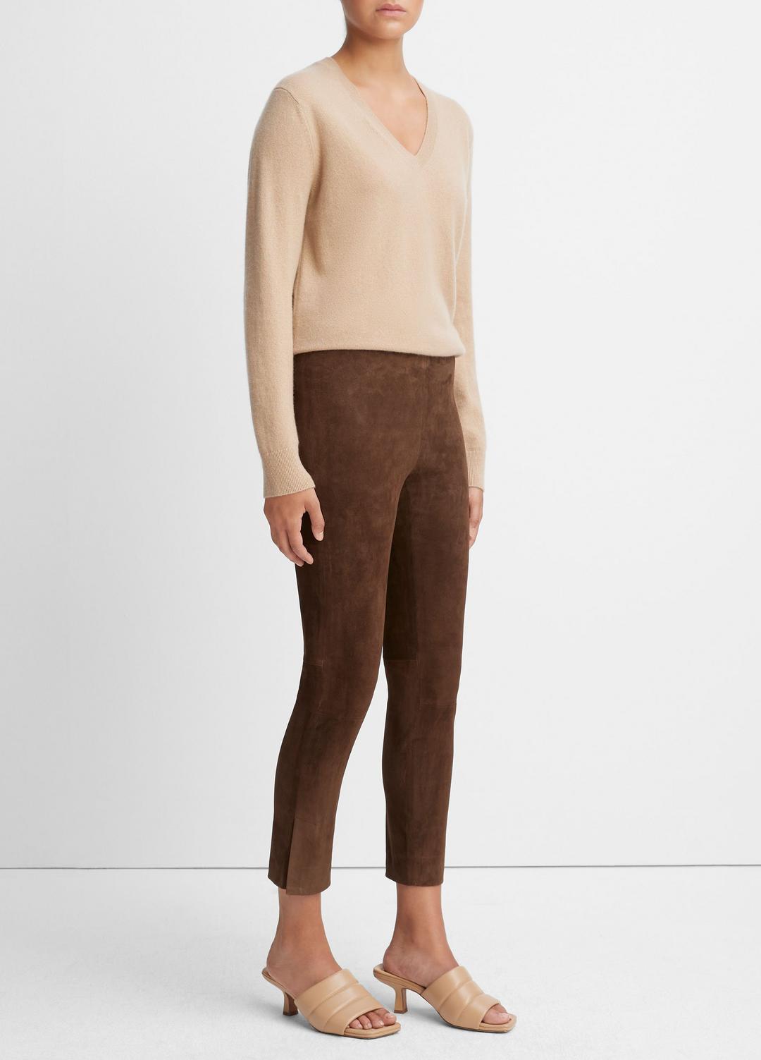 VINCE Quality - Stretch Suede Split Hem Crop Legging in Leggings