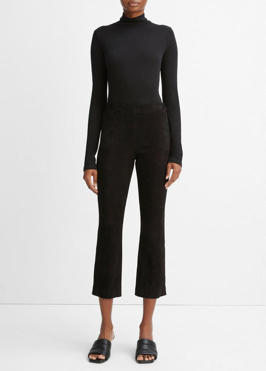 VINCE Top Pick - Stretch-Suede Cropped Flare Legging in Leggings