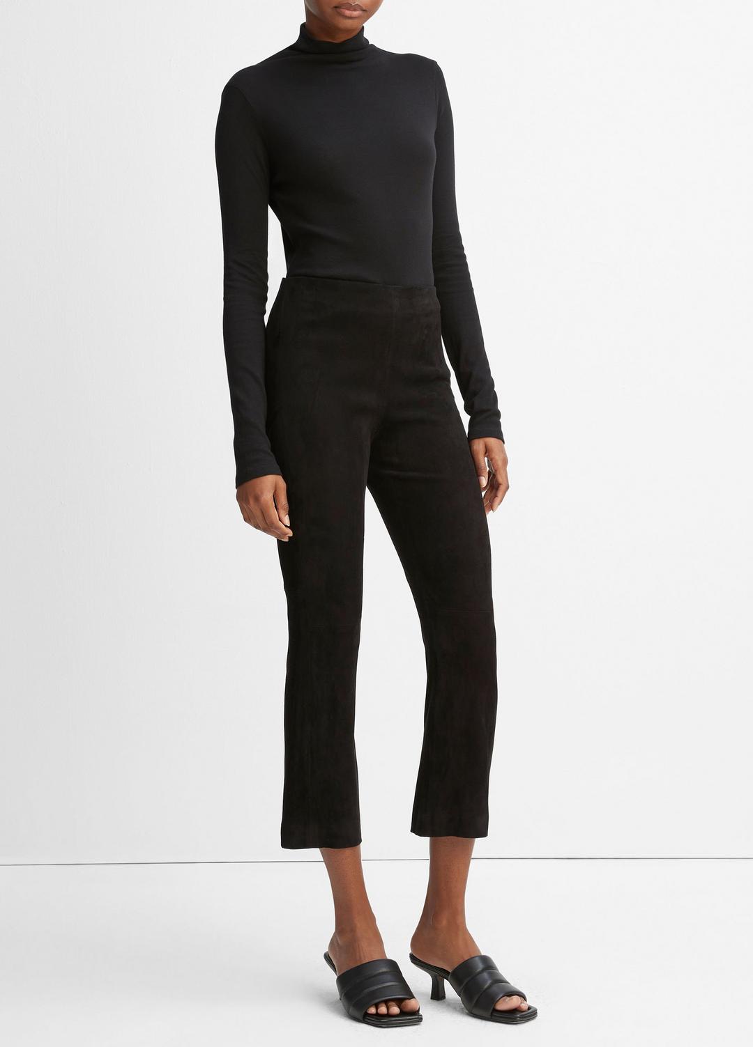 VINCE Top Pick - Stretch-Suede Cropped Flare Legging in Leggings