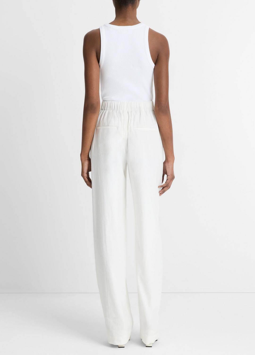 VINCE Deals - Linen-Blend High-Rise Pull-On Pant in Trousers