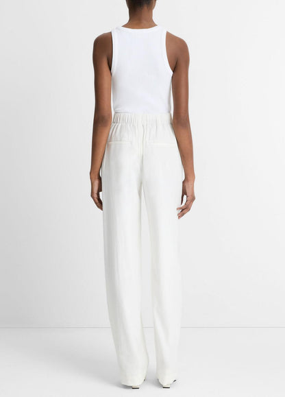 VINCE Deals - Linen-Blend High-Rise Pull-On Pant in Trousers