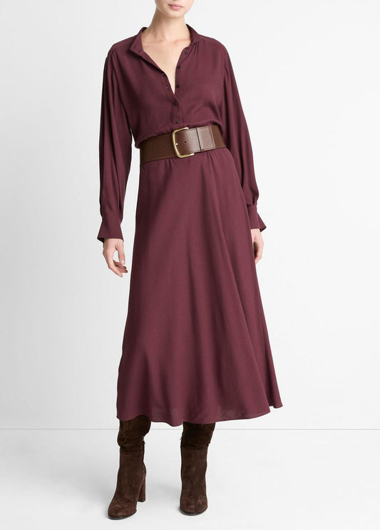 VINCE Sale - Crepe Collar-Stand Shirt Dress in Dresses