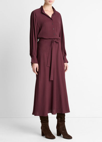 VINCE Sale - Crepe Collar-Stand Shirt Dress in Dresses