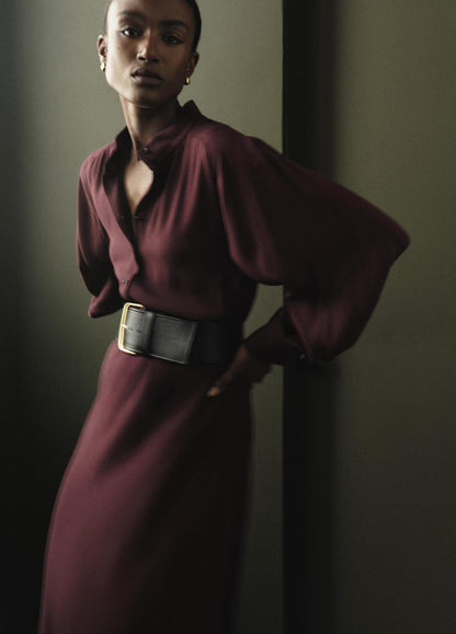 VINCE Sale - Crepe Collar-Stand Shirt Dress in Dresses
