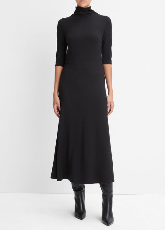 VINCE Sale - Elbow-Sleeve Turtleneck Dress in Dresses