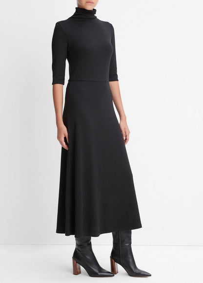 VINCE Sale - Elbow-Sleeve Turtleneck Dress in Dresses
