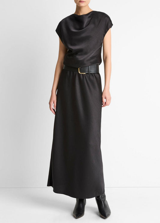 VINCE Top Pick - Draped Satin Cowl-Neck Dress in Dresses
