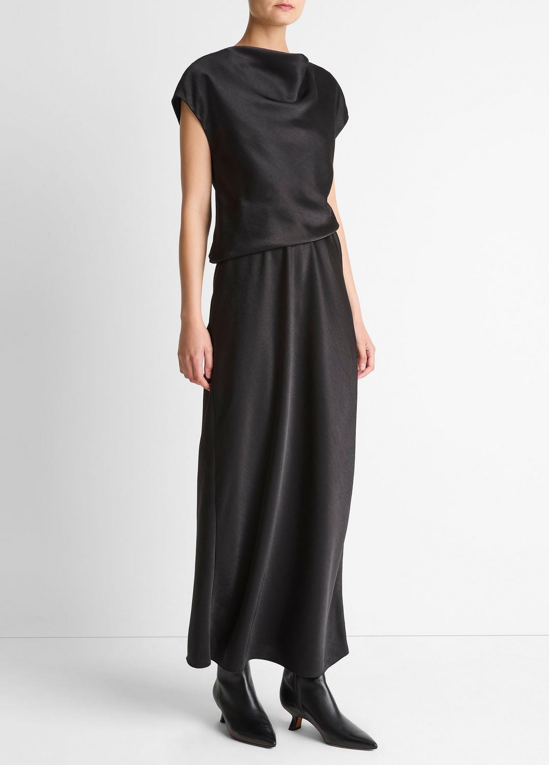 VINCE Top Pick - Draped Satin Cowl-Neck Dress in Dresses