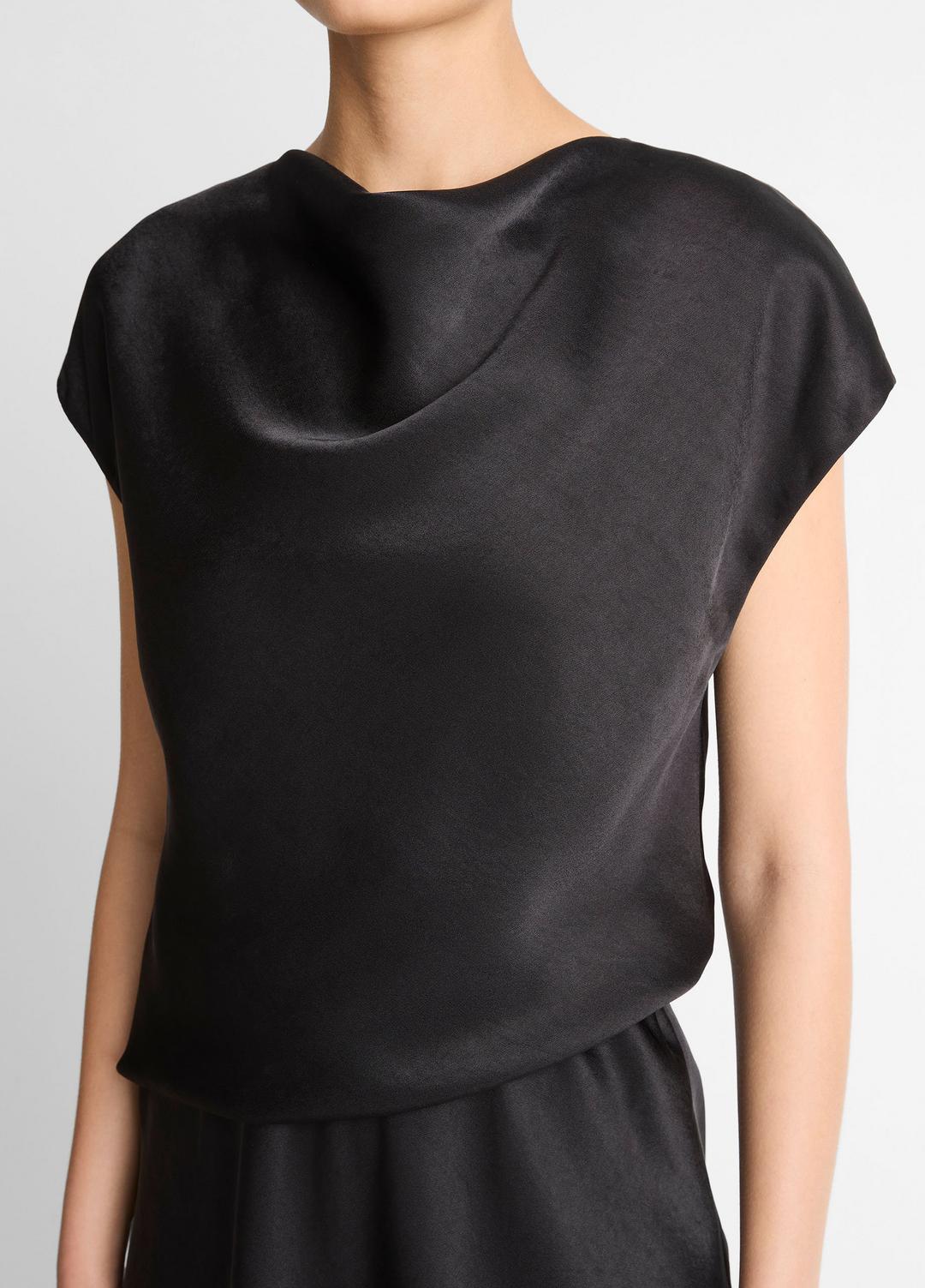 VINCE Top Pick - Draped Satin Cowl-Neck Dress in Dresses