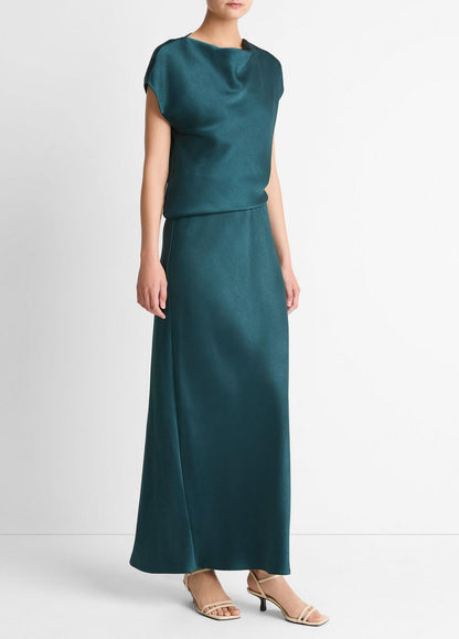 VINCE Trending - Draped Satin Cowl-Neck Dress in Dresses
