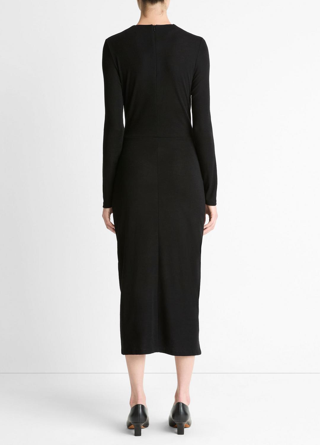 VINCE Great Value - Cinched-Waist Wool-Blend Long-Sleeve Dress in Dresses