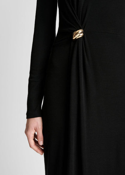 VINCE Great Value - Cinched-Waist Wool-Blend Long-Sleeve Dress in Dresses