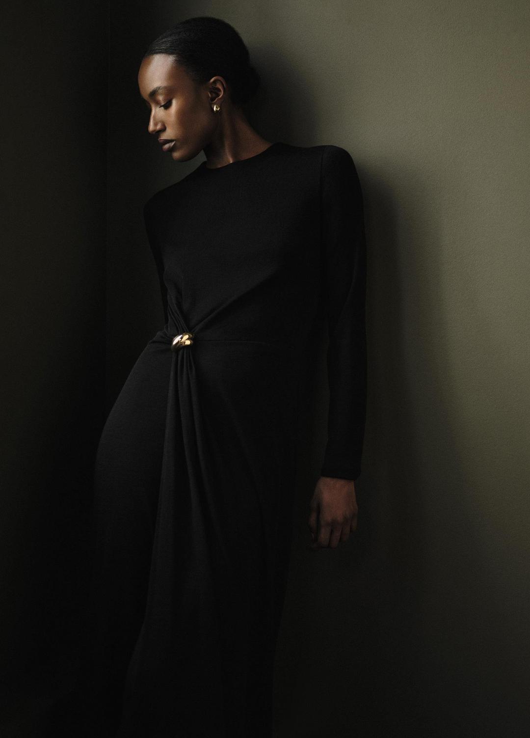 VINCE Great Value - Cinched-Waist Wool-Blend Long-Sleeve Dress in Dresses