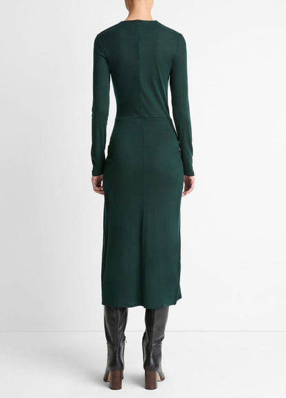 VINCE Best Price - Cinched-Waist Wool-Blend Long-Sleeve Dress in Dresses