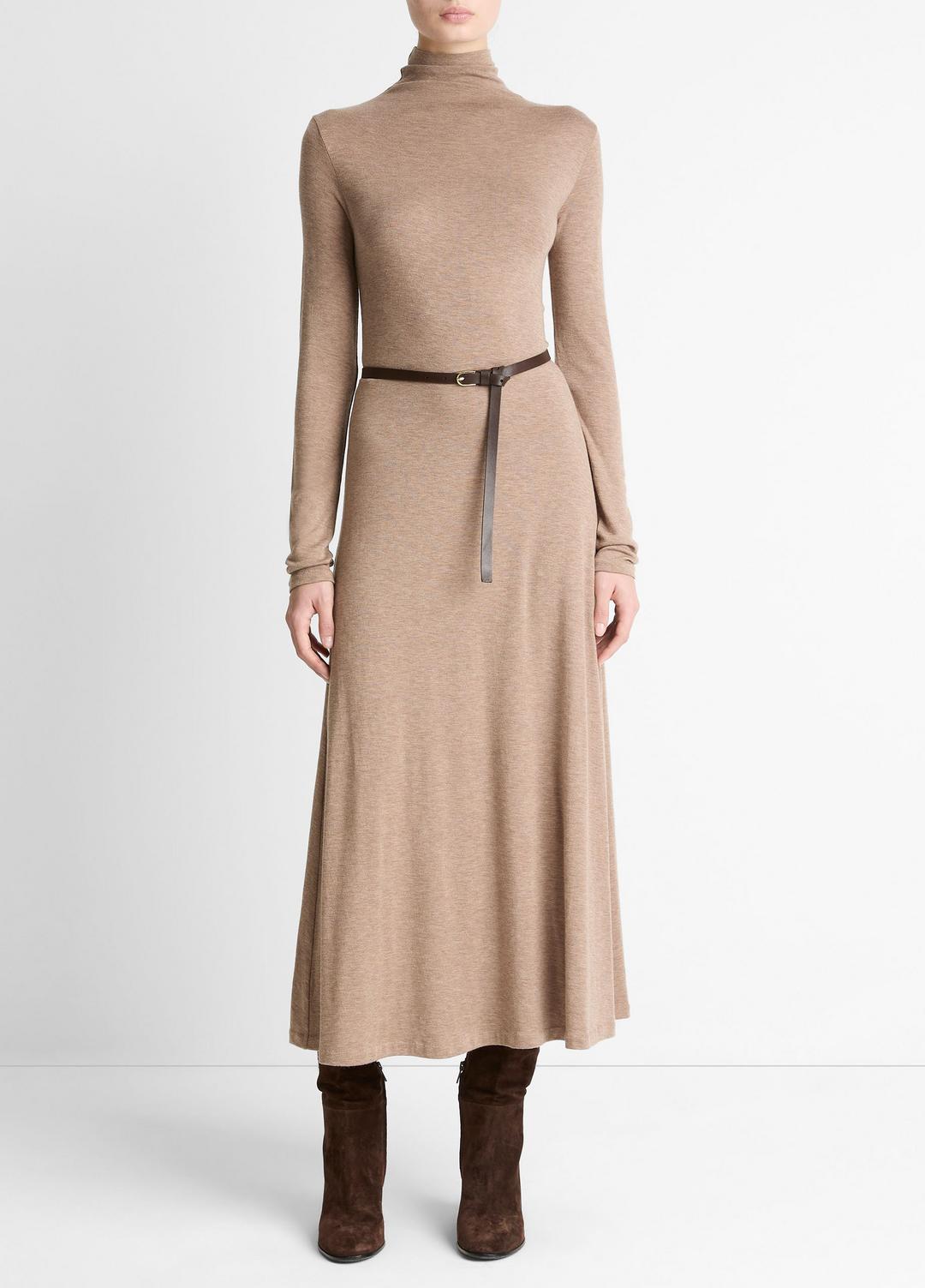 VINCE Deals - Cozy Jersey Funnel-Neck Long-Sleeve Dress in Dresses