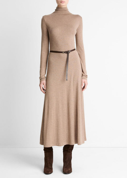 VINCE Deals - Cozy Jersey Funnel-Neck Long-Sleeve Dress in Dresses